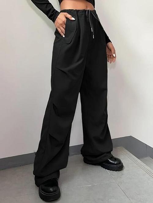women solid high rise track pant - 21739055 -  Standard Image - 0