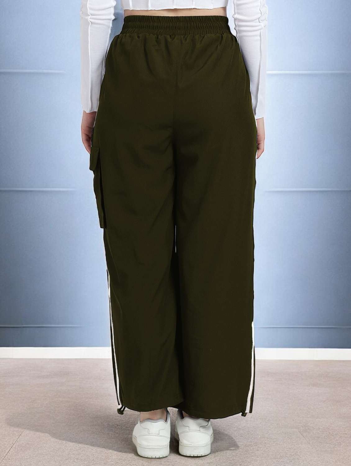 women solid high rise track pant - 21739057 -  Standard Image - 1