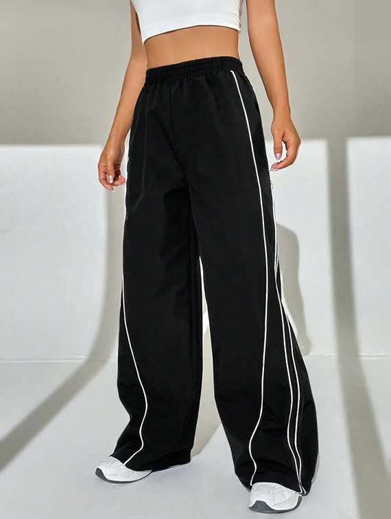 women solid high rise track pant - 21739067 -  Standard Image - 1