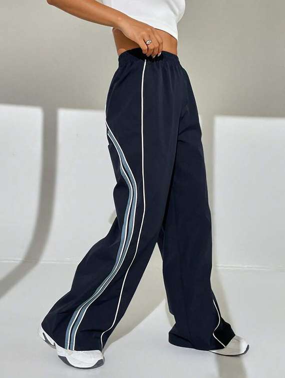 women solid high rise track pant - 21739068 - Standard Image - 1