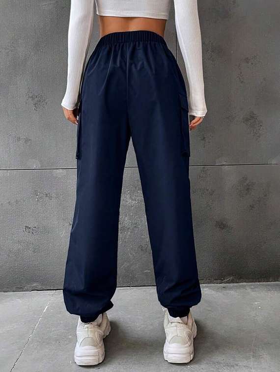 women solid high rise joggers - 21739070 -  Standard Image - 1