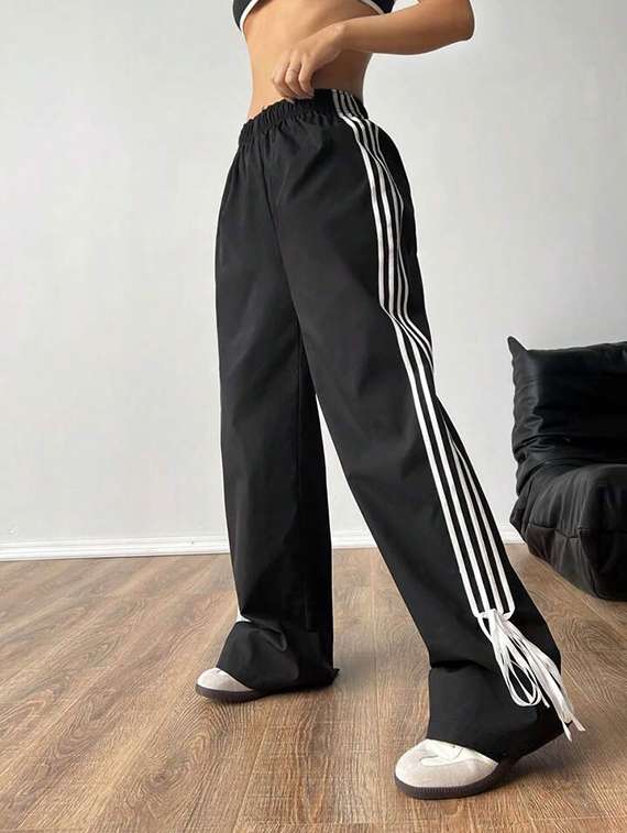 women solid high rise track pant