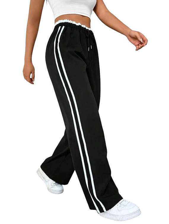women solid high rise track pant