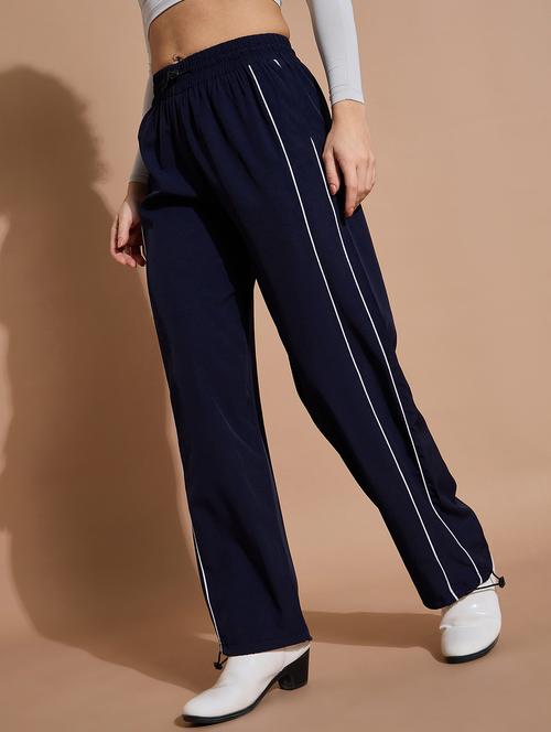 women solid high rise track pant - 21739301 - Standard Image - 0