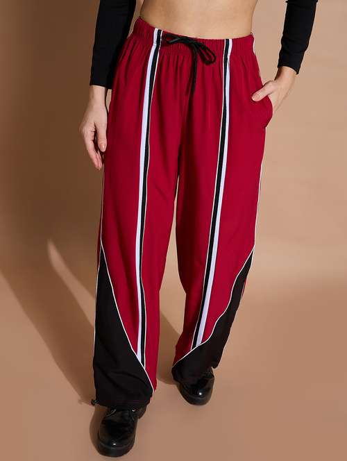 women color block mid rise track pant - 21739308 - Standard Image - 0