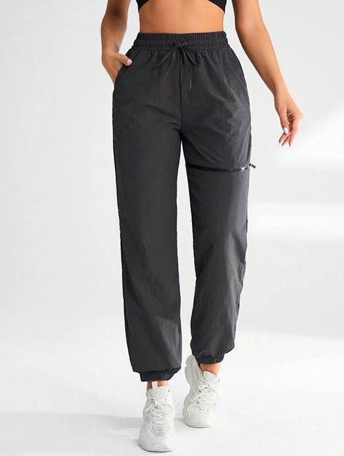 women solid high rise joggers - 21739325 - Standard Image - 0