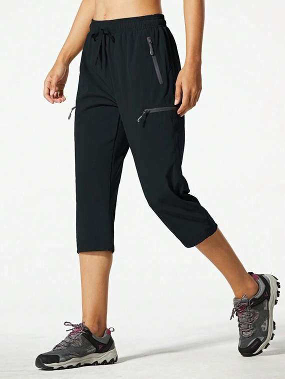 women solid mid rise cropped track pant - 21739349 - Standard Image - 1