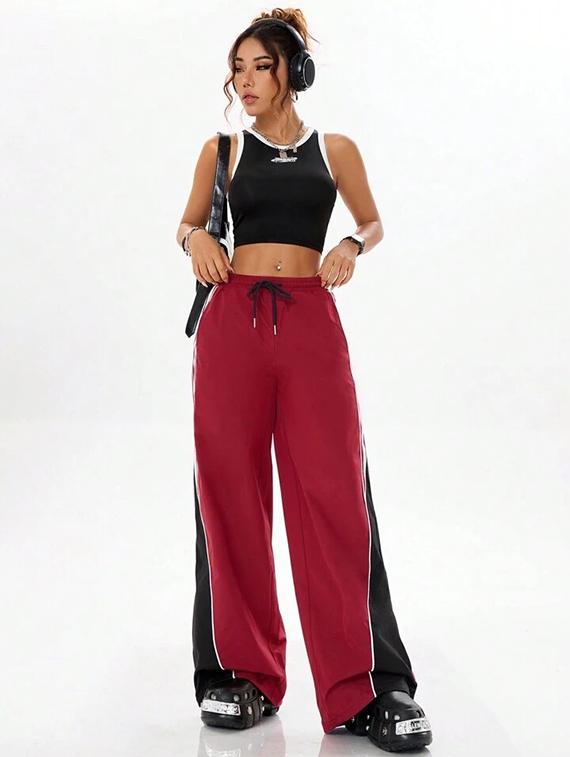 women color block mid rise track pant - 21739371 -  Zoom Image - 0