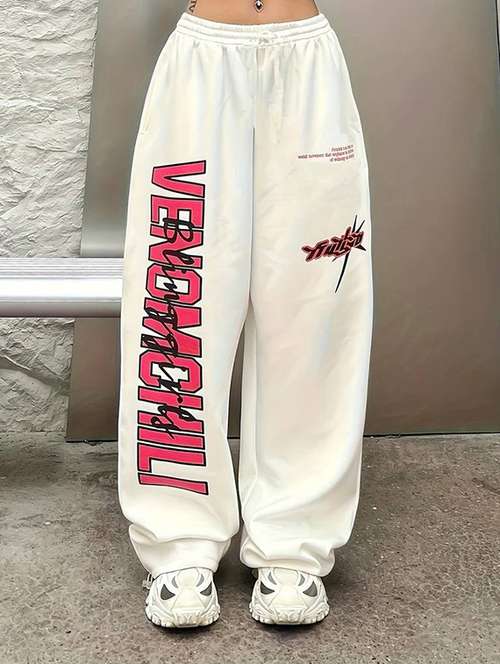 women printed mid rise track pant - 21739398 - Standard Image - 0