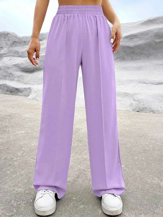 women solid mid rise track pant