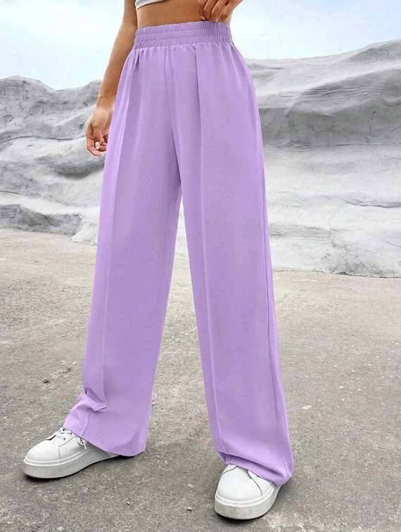 women solid mid rise track pant - 21739467 -  Standard Image - 1