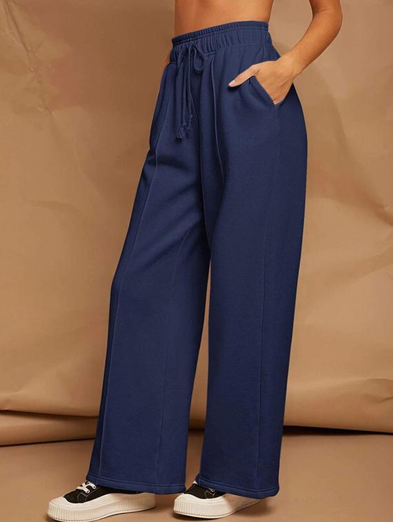 women solid mid rise track pant - 21739468 -  Standard Image - 1