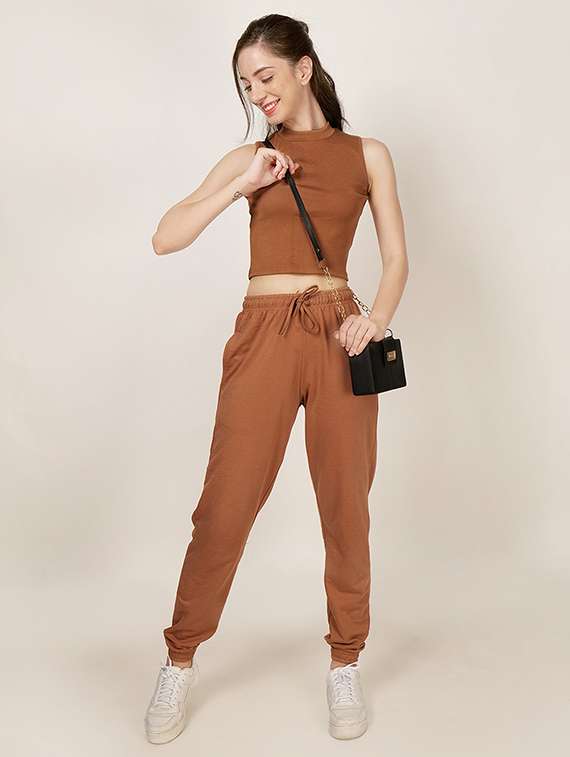 women solid mid rise joggers - 21739469 - Standard Image - 4