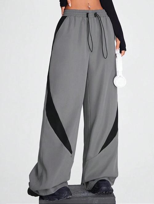 women color block mid rise track pant - 21739514 -  Standard Image - 0