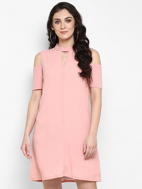 women solid cold shoulder a-line dress - 21739999 -  Standard Image - 0