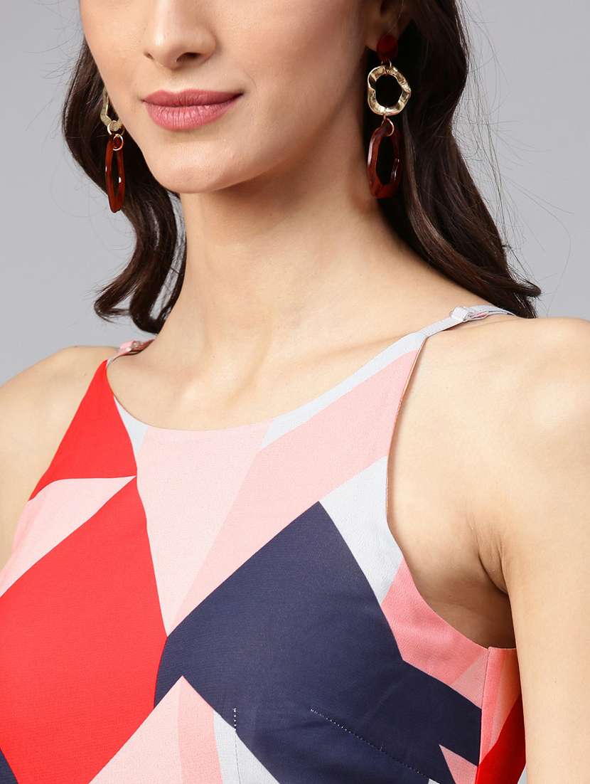 women multi color printed fit & flare dress - 21740004 -  Standard Image - 4