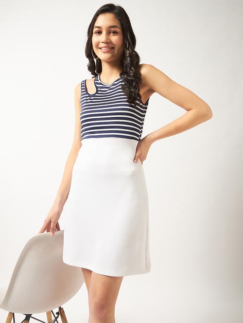 women stripes round neck sheath dress - 21740009 -  Standard Image - 0