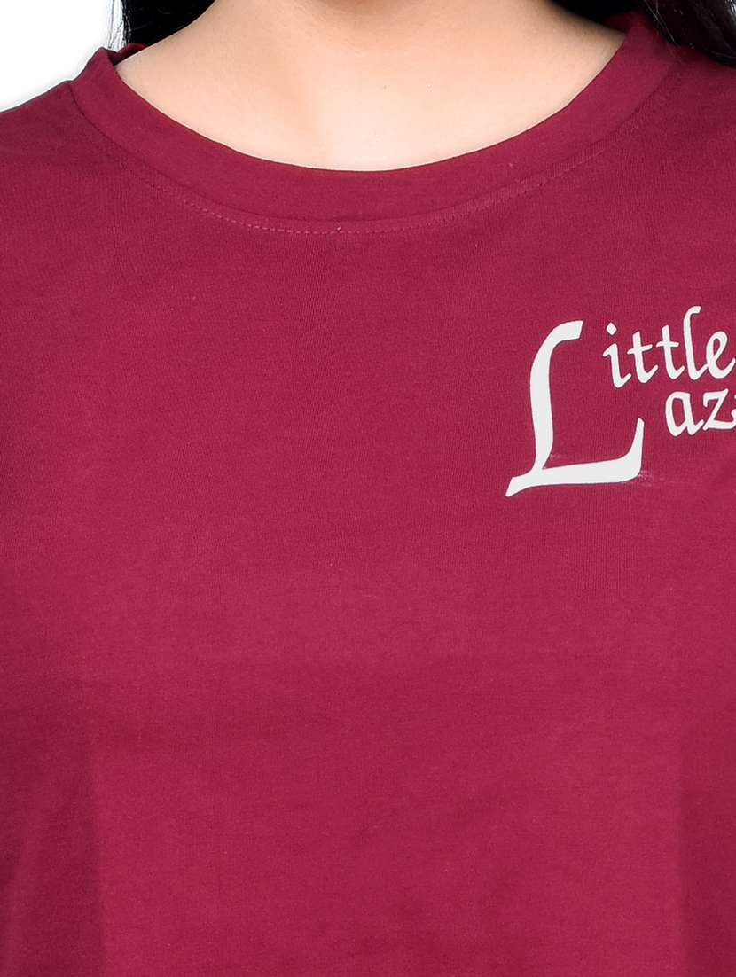 women typography print short sleeve crop top - 21740031 -  Standard Image - 4