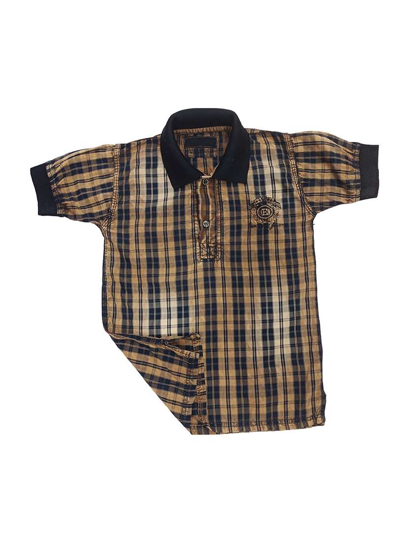 boys checkered short sleeve polo t-shirt - 21740059 -  Standard Image - 1
