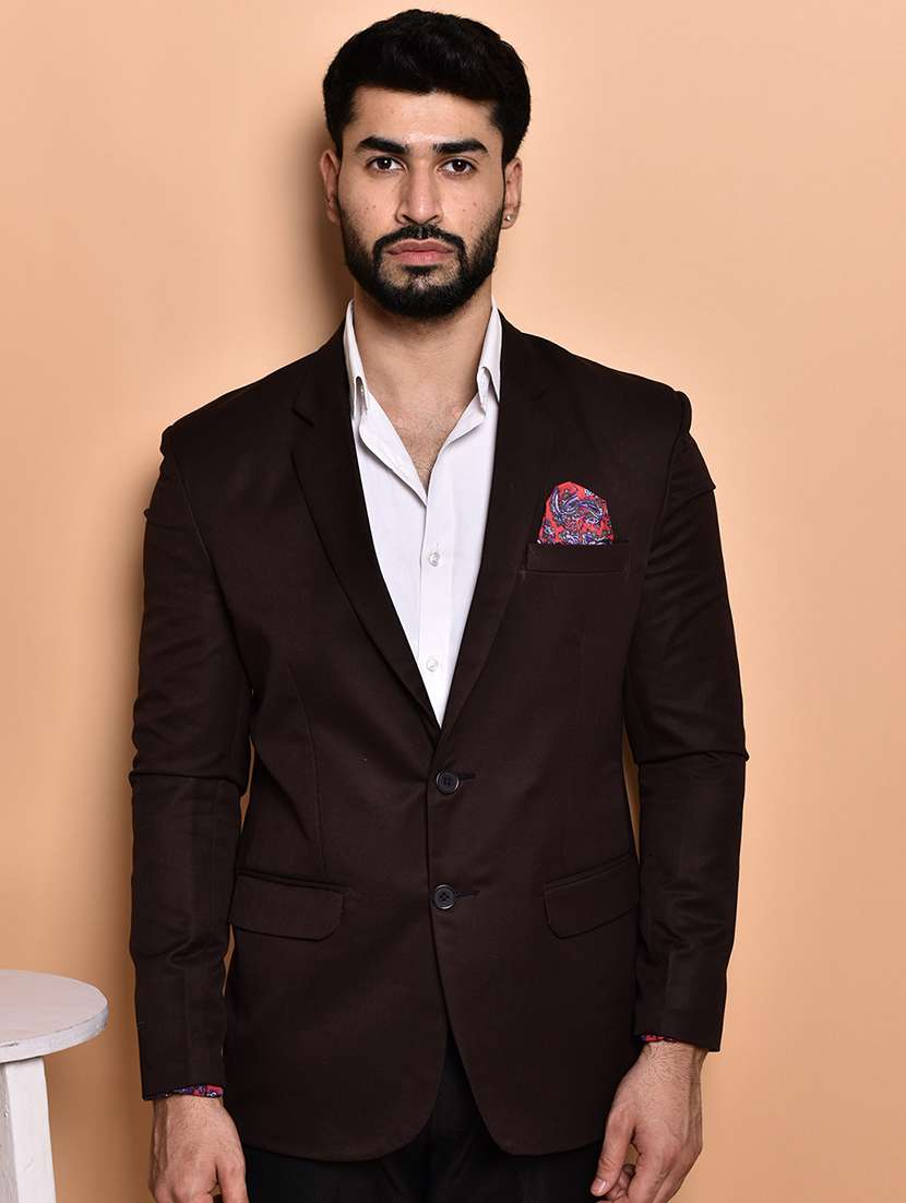 men solid single breasted long sleeve blazer