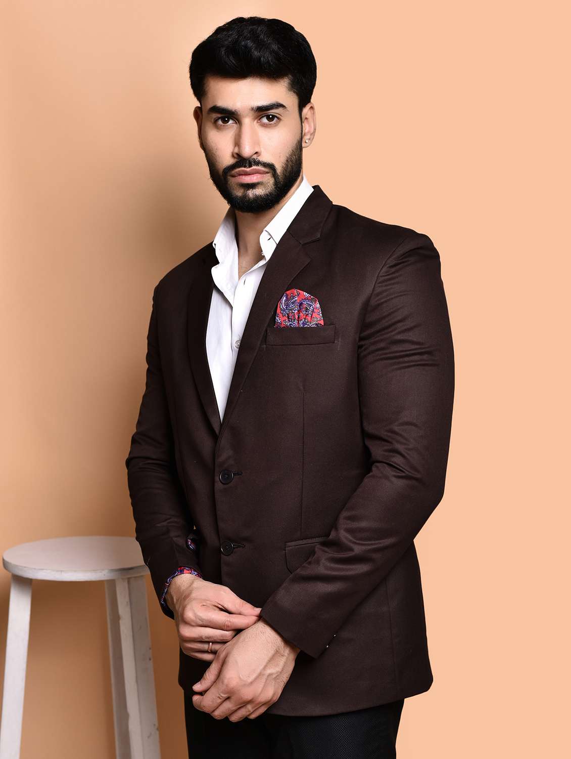 men solid single breasted long sleeve blazer - 21740115 - Standard Image - 1