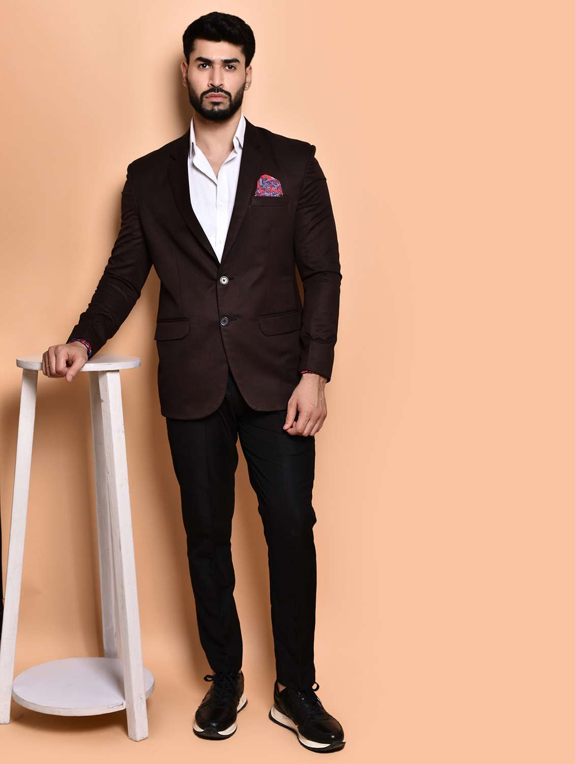 men solid single breasted long sleeve blazer - 21740115 - Standard Image - 4