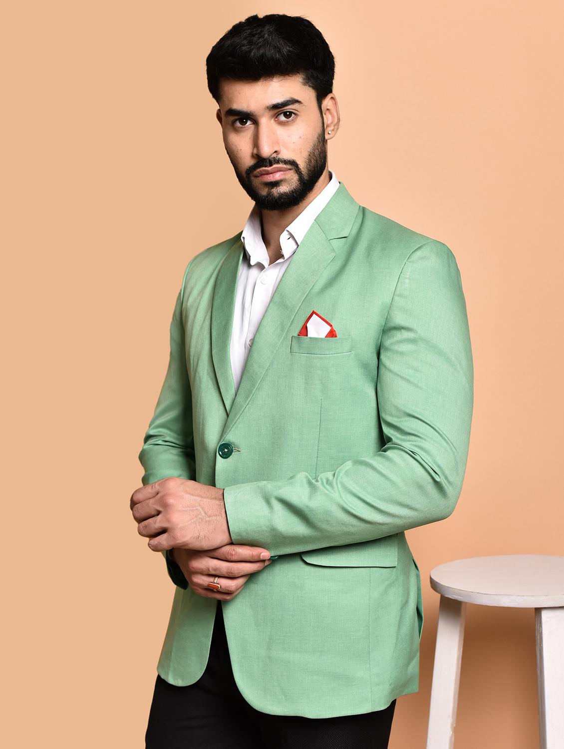 men solid single breasted long sleeve blazer - 21740145 -  Standard Image - 1