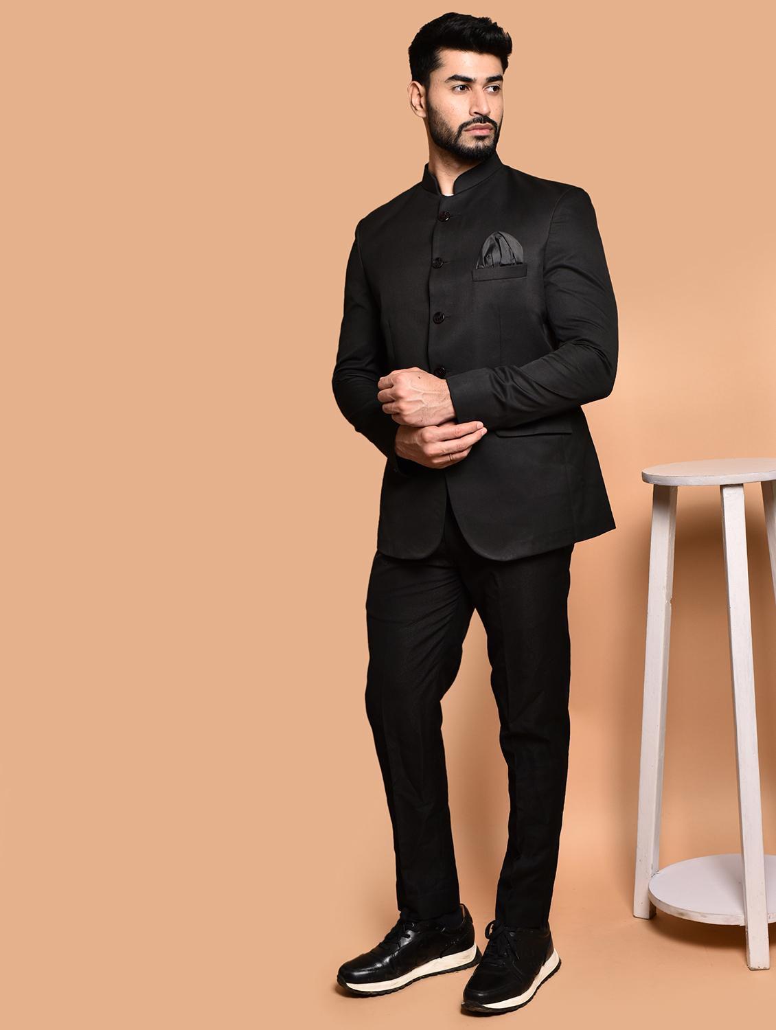black cotton blend single breasted casual blazer - 21740179 -  Standard Image - 1