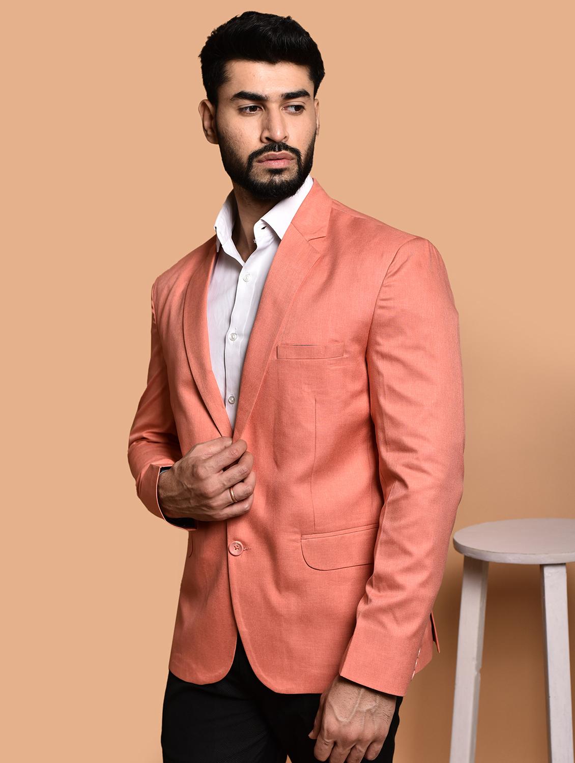 men solid single breasted long sleeve blazer - 21740183 - Standard Image - 1