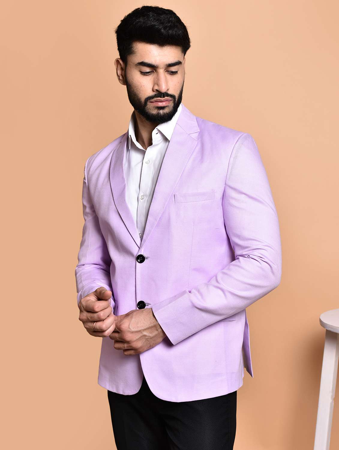 men solid single breasted long sleeve blazer - 21740194 -  Standard Image - 1