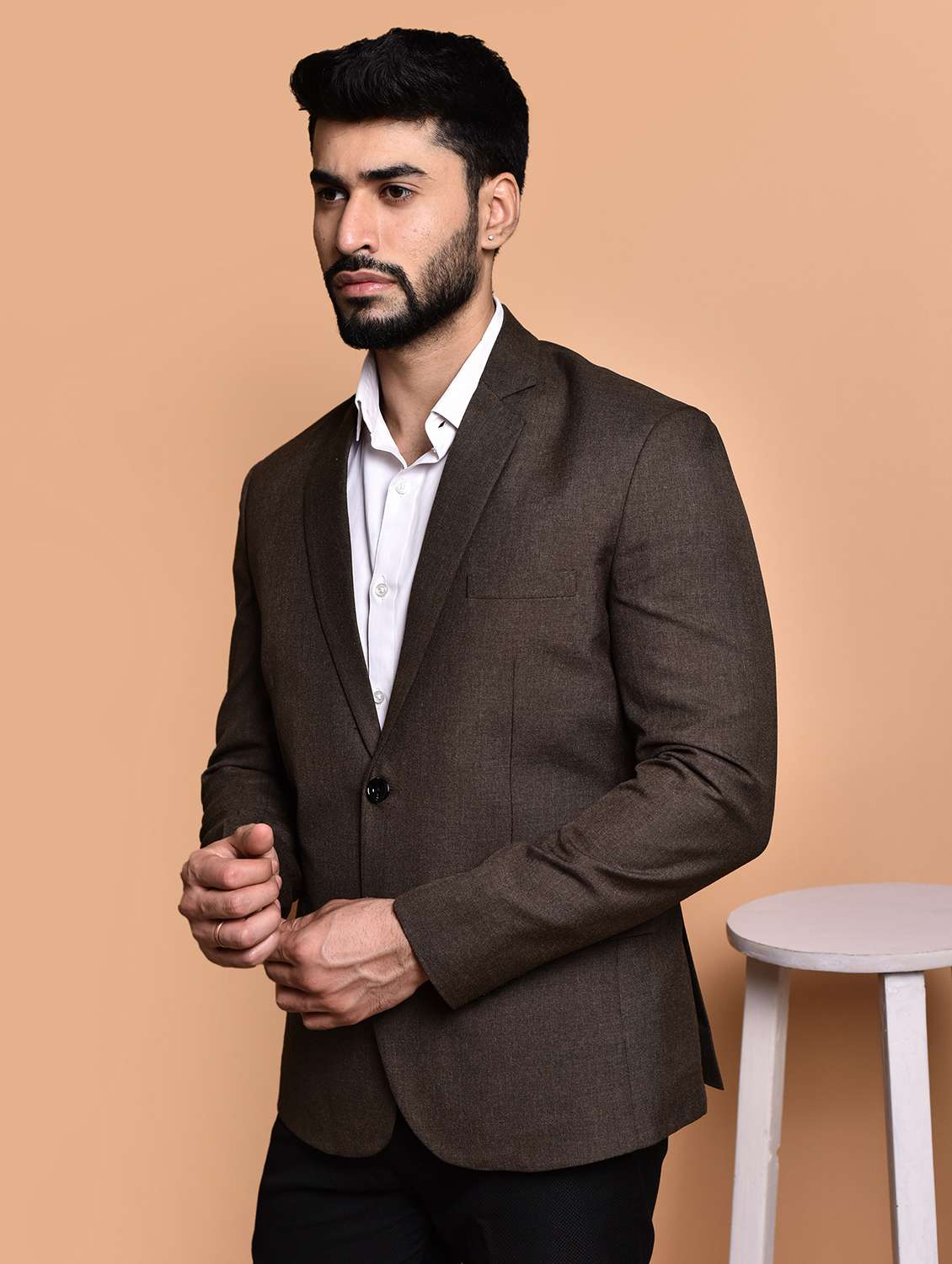 men solid single breasted long sleeve blazer - 21740195 -  Standard Image - 1