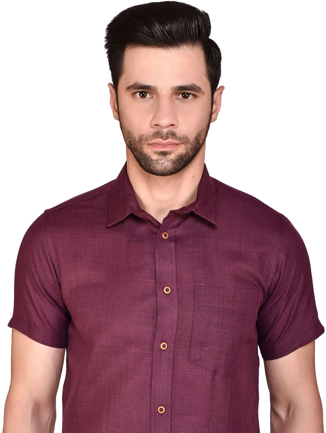men solid short sleeve casual shirt - 21740204 -  Standard Image - 4