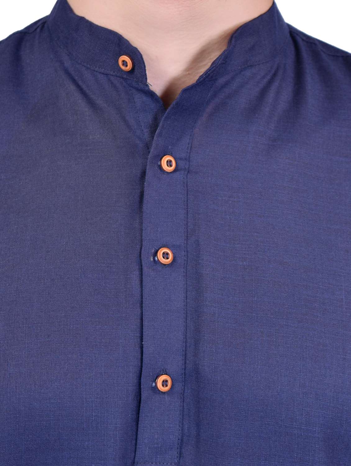 men solid long sleeve short kurta - 21740221 - Standard Image - 4