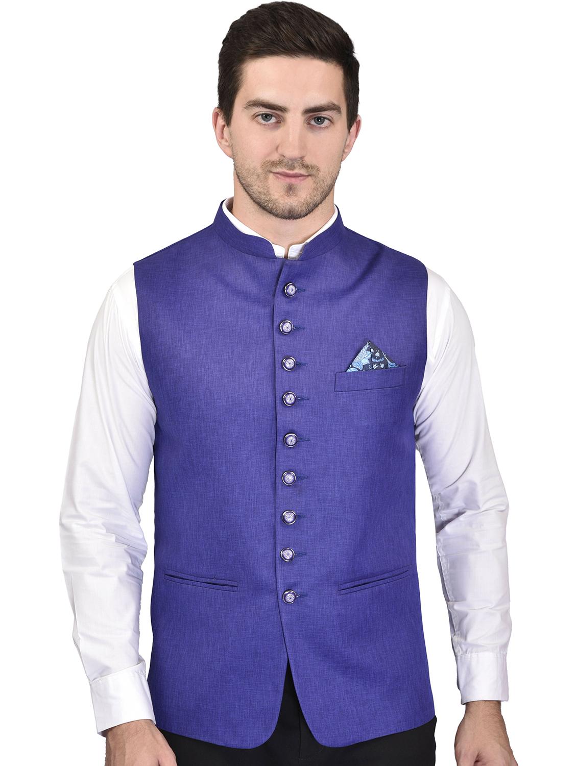 men solid sleeveless nehru jacket - 21740226 - Zoom Image - 0