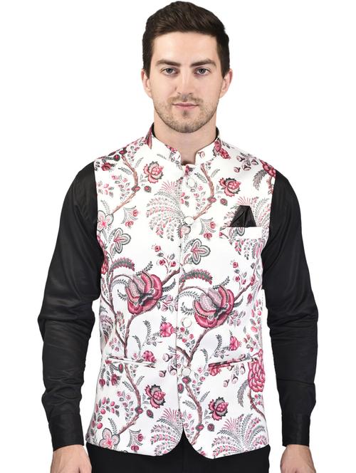 men printed sleeveless nehru jacket - 21740233 -  Standard Image - 0