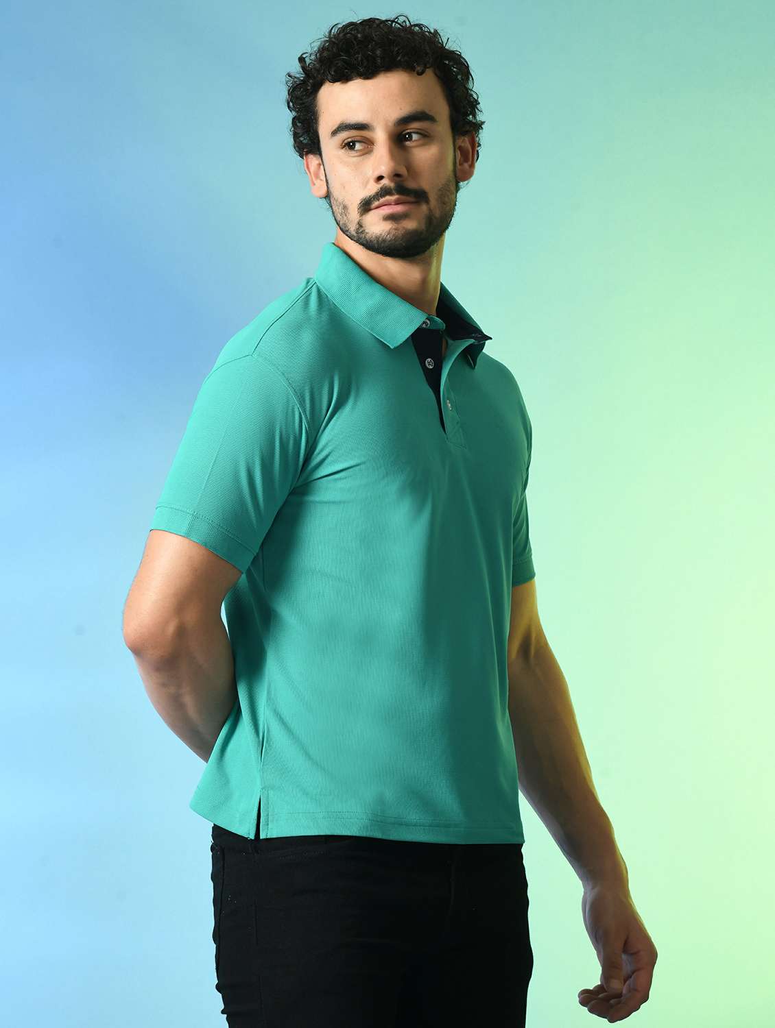 men solid polo neck t-shirt - 21740247 -  Standard Image - 1