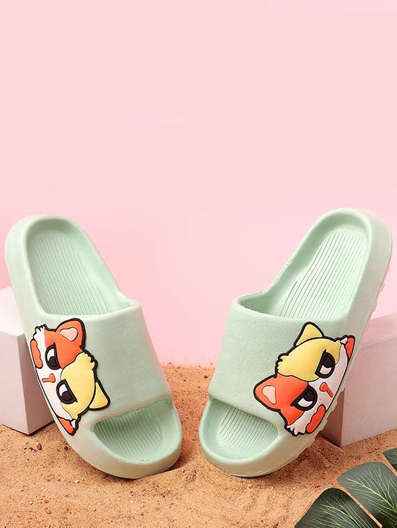 women printed slide flip flops