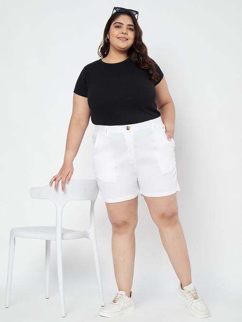 women plus size solid high rise regular shorts - 21740390 - Standard Image - 0