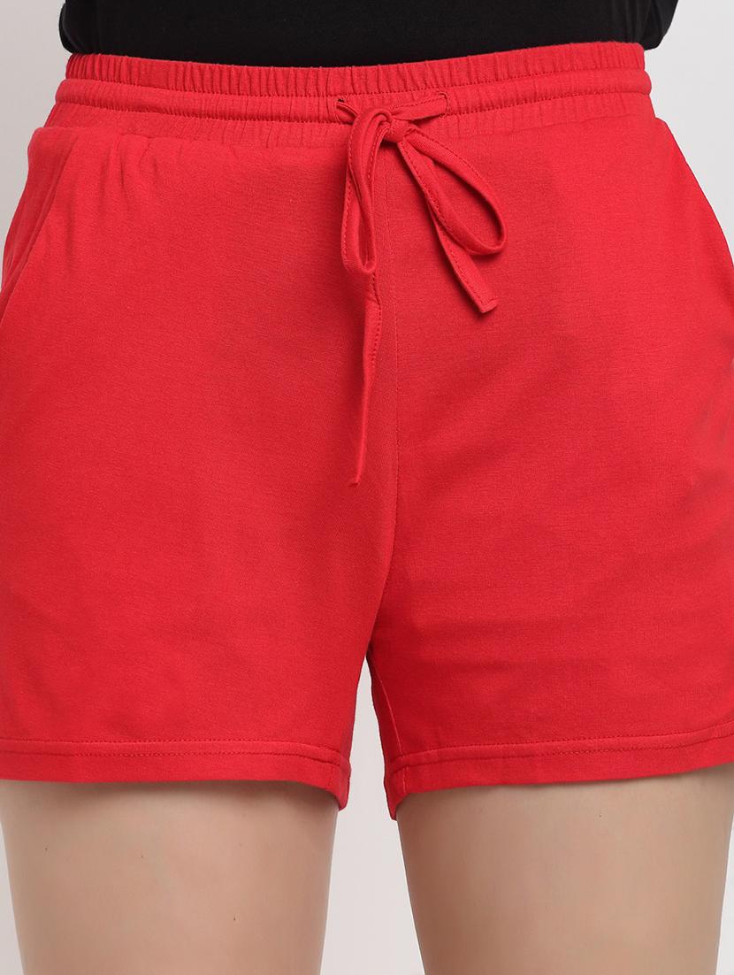 women solid high rise regular shorts - 21740403 - Standard Image - 4