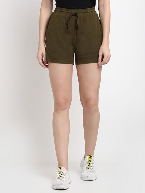 women solid high rise regular shorts - 21740405 - Standard Image - 0