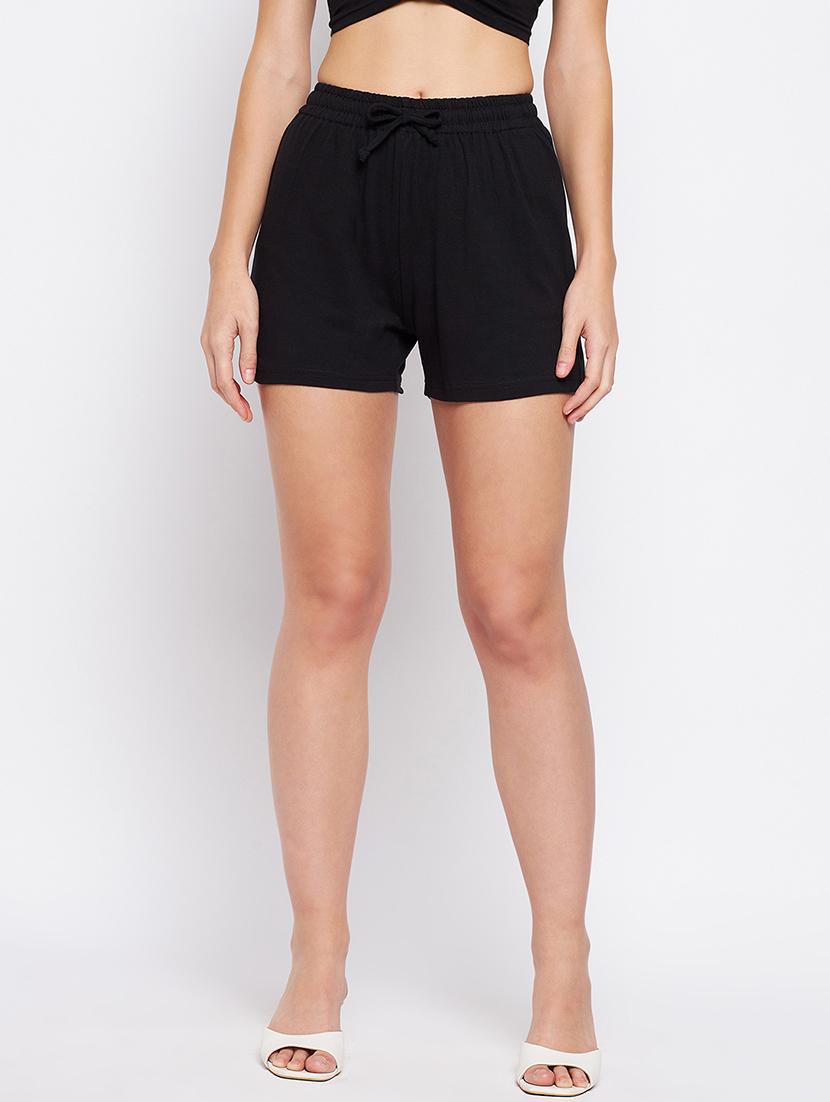 women solid high rise regular shorts - 21740412 - Zoom Image - 0