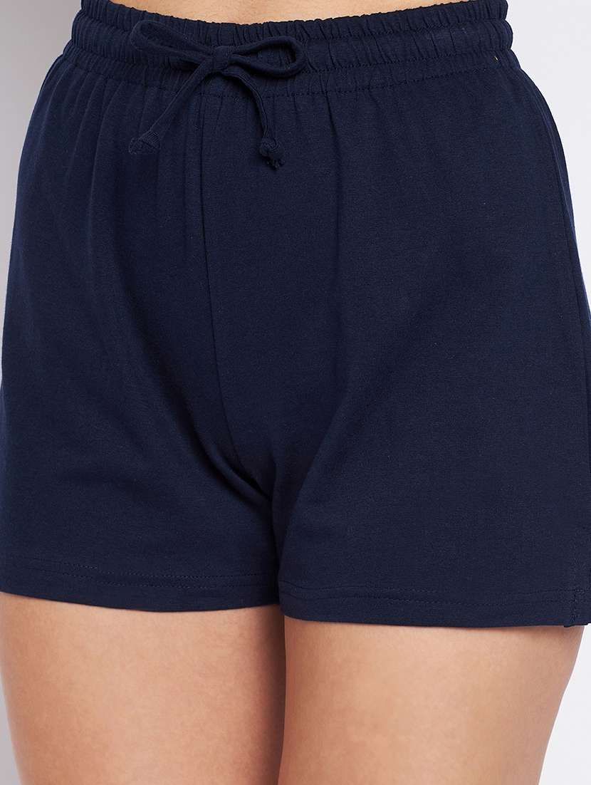 women solid high rise regular shorts - 21740415 -  Standard Image - 4