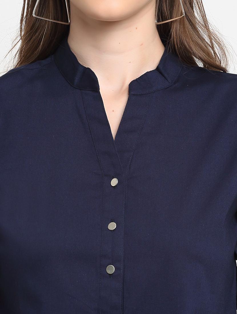 women solid roll up sleeves regular top - 21740437 - Standard Image - 4