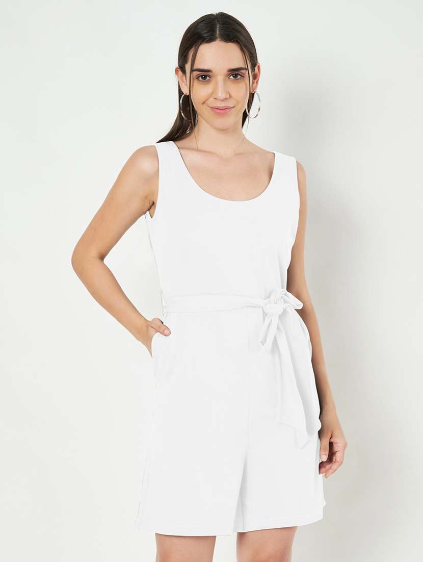 women solid sleeveless romper