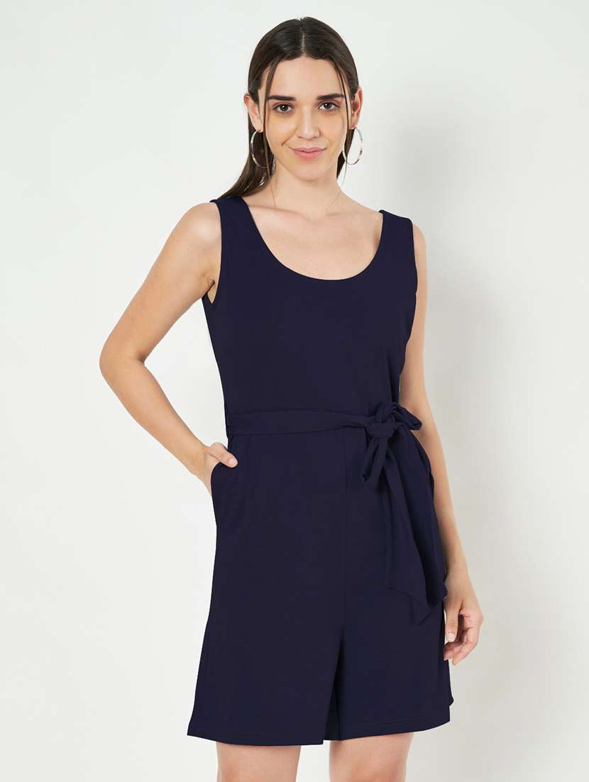 women solid sleeveless romper