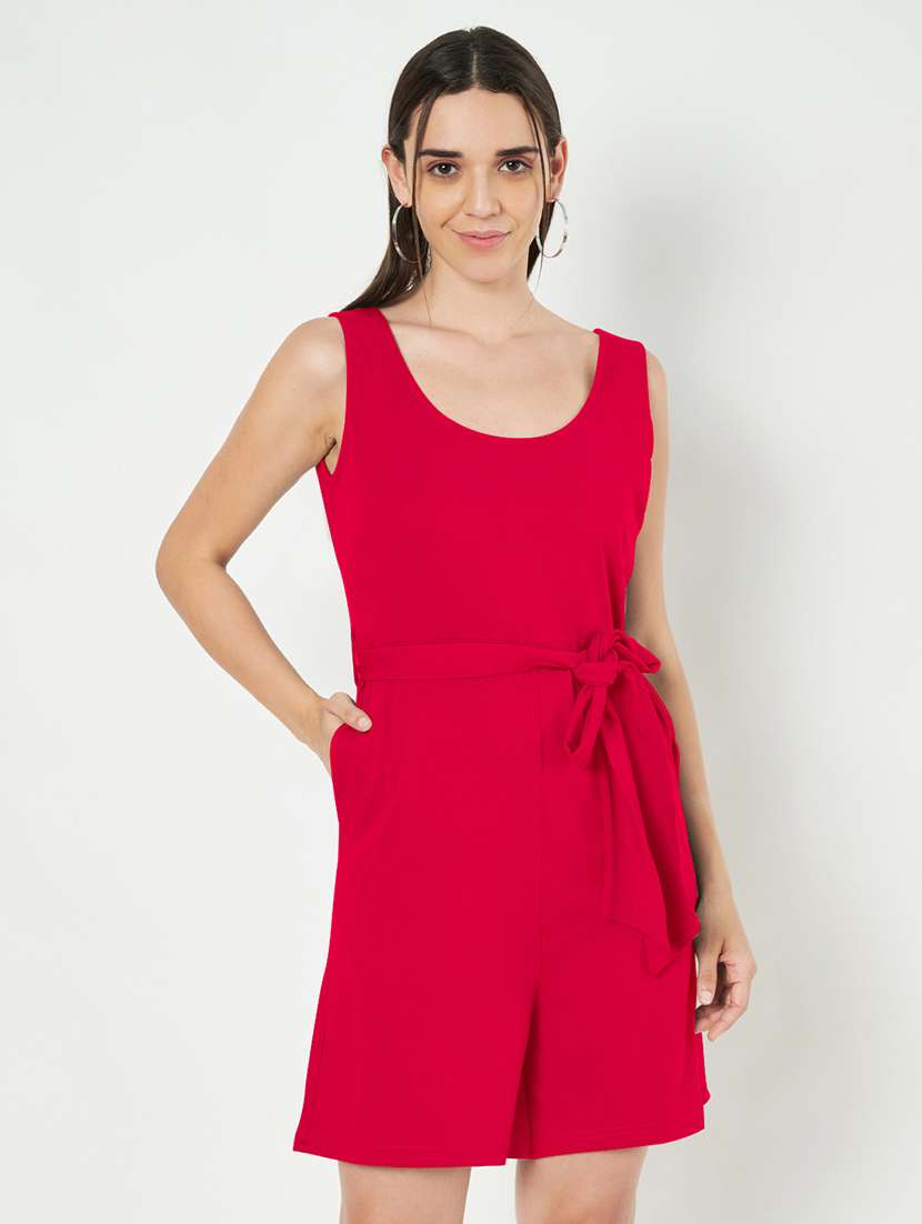 women solid sleeveless romper