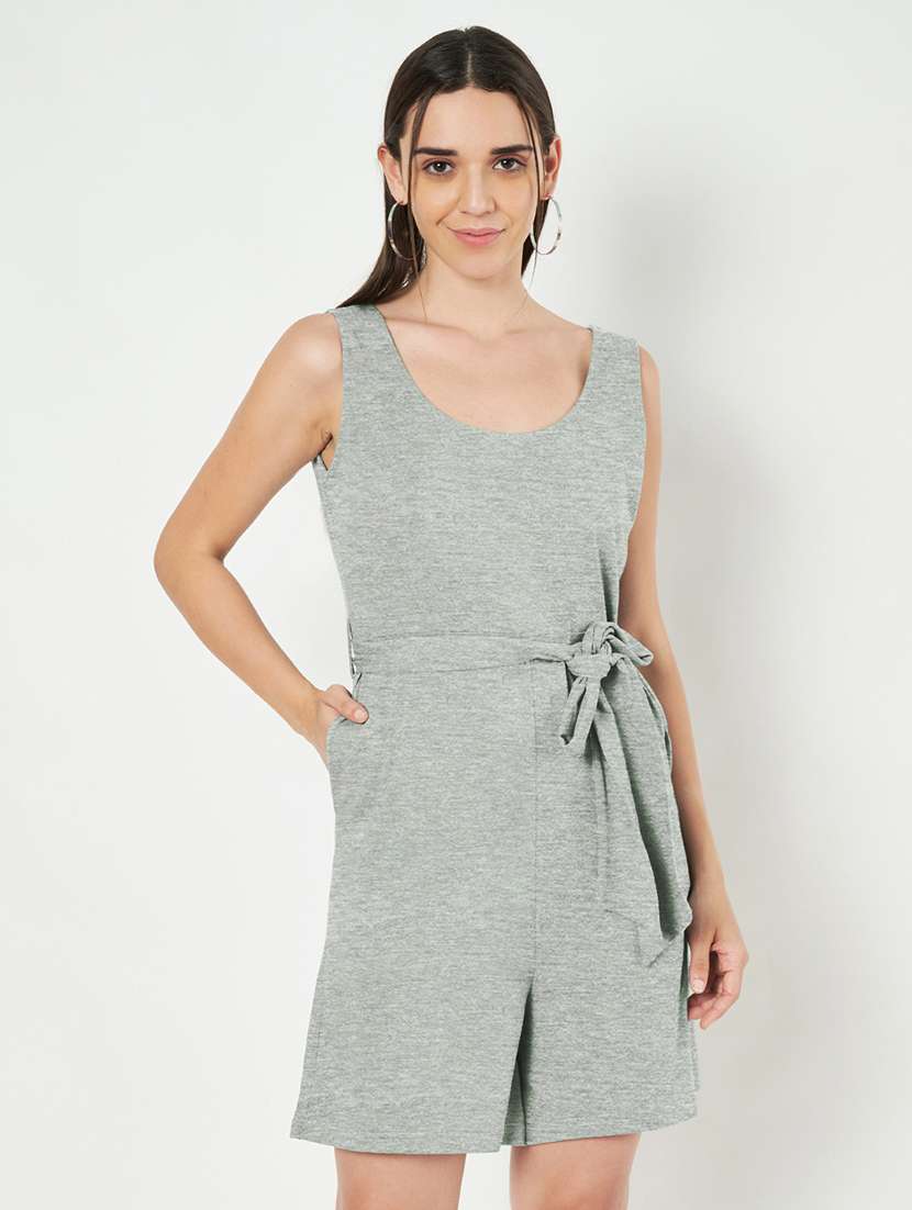 women solid sleeveless romper