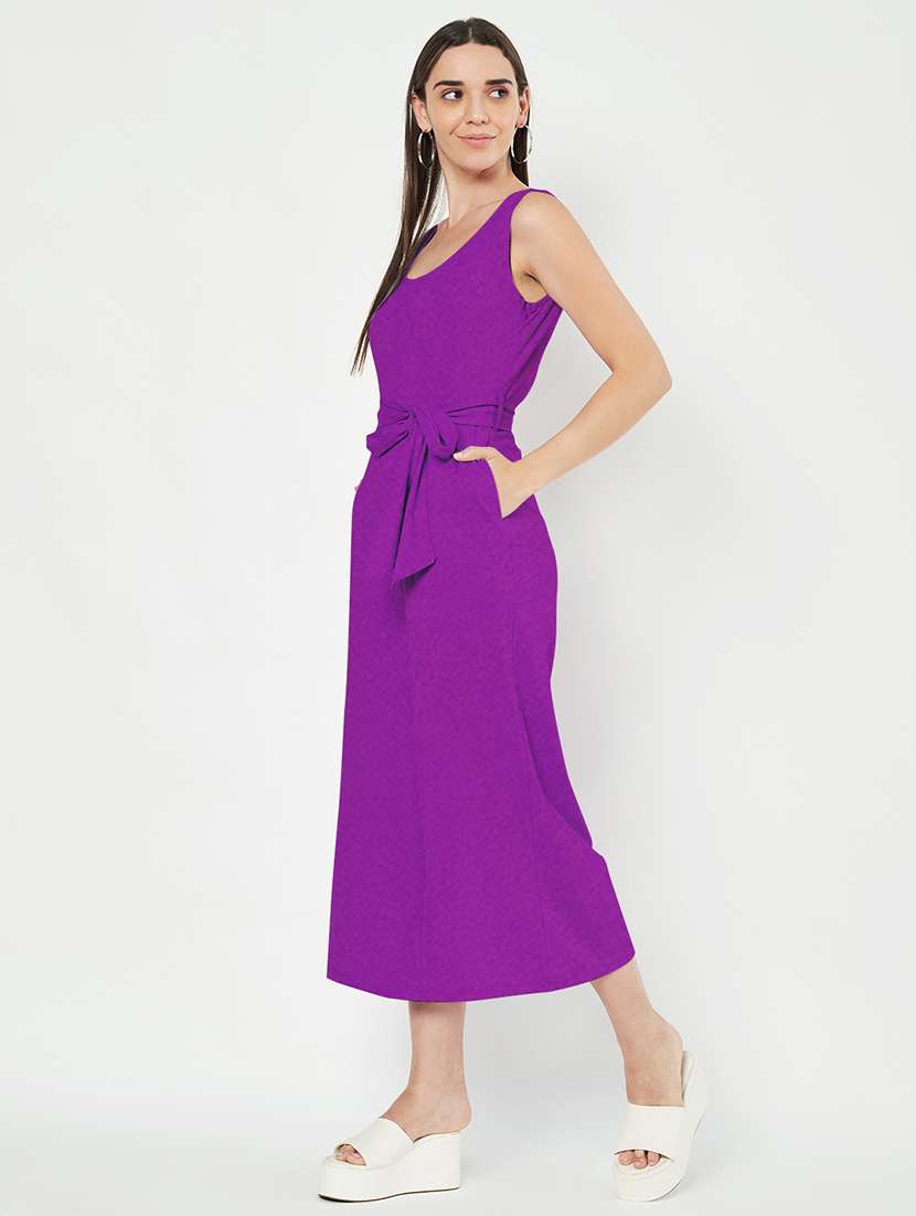 women solid sleeveless full length jumpsuit - 21740485 - Standard Image - 1