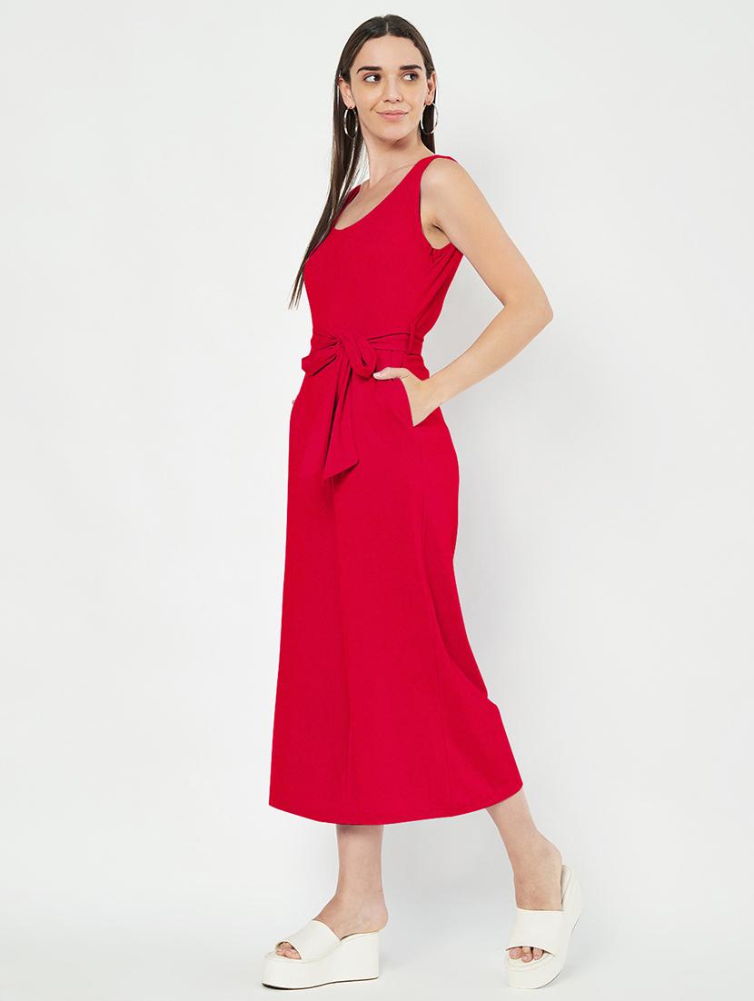 women solid sleeveless full length jumpsuit - 21740490 - Standard Image - 1