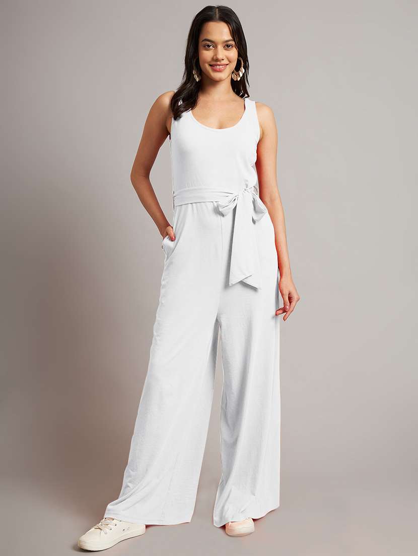 women solid sleeveless full length jumpsuit